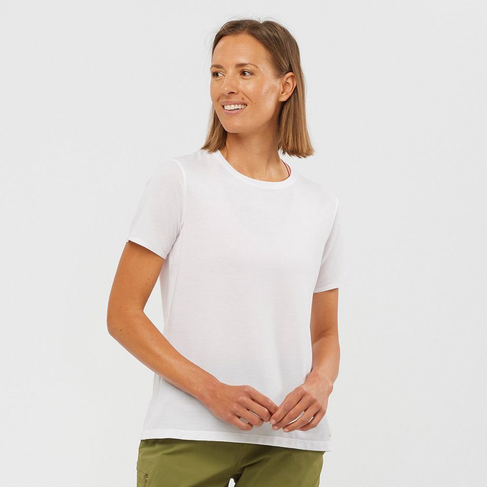 Salomon ESSENTIAL SLEEVE Camisetas Mujer - Blancas - Colombia (50938-SWJE)